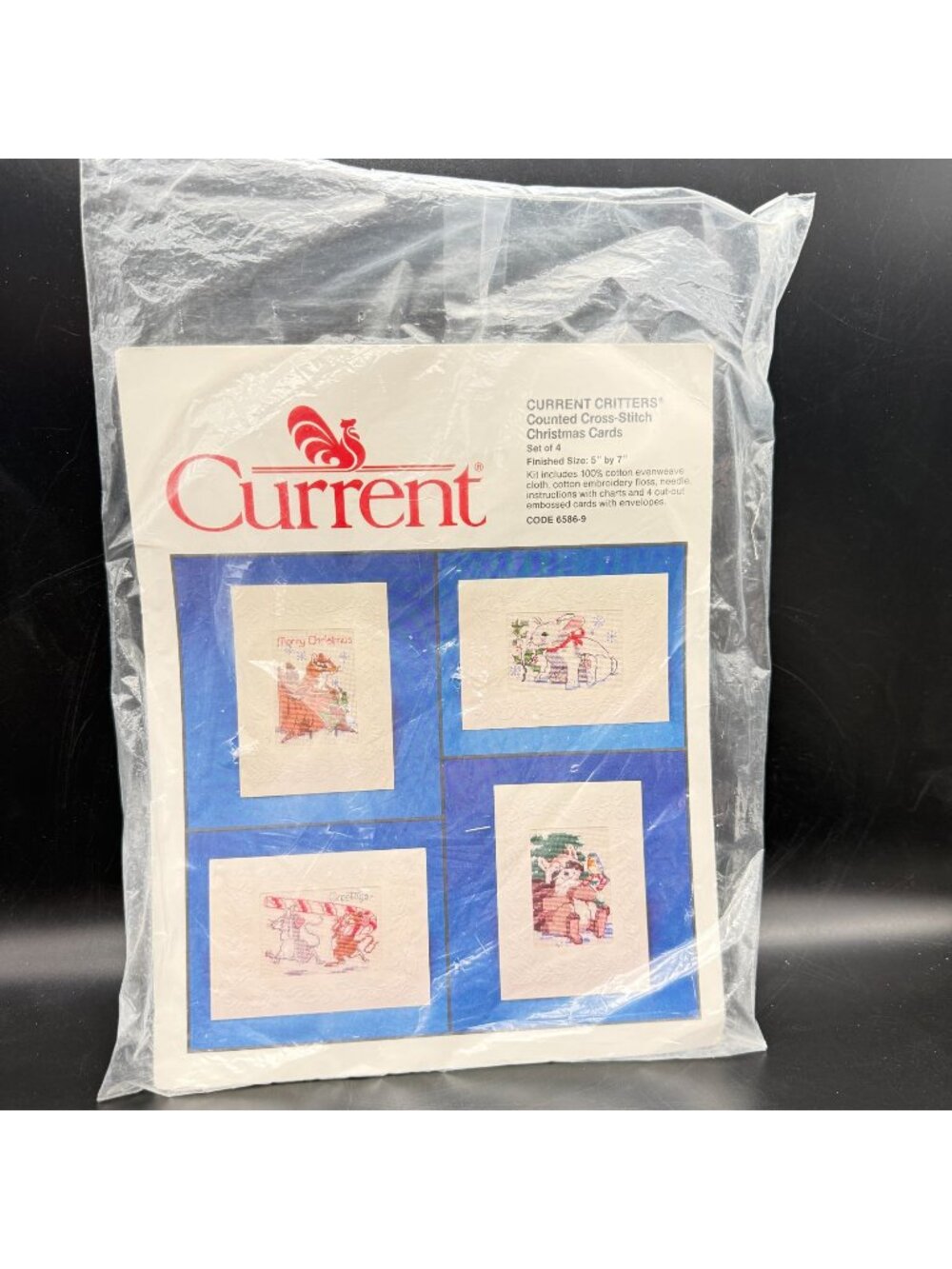 Current Critters Counted Cross Stitch Christmas Cards Kit Set 4 Vtg NOS Sealed